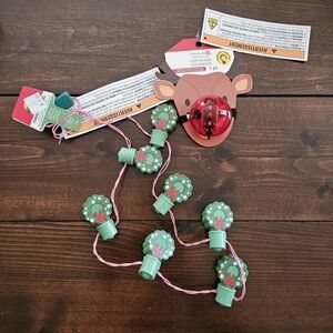 Ashland Christmas Set of Light Up Necklace & Light Up Reindeer Nose NEW